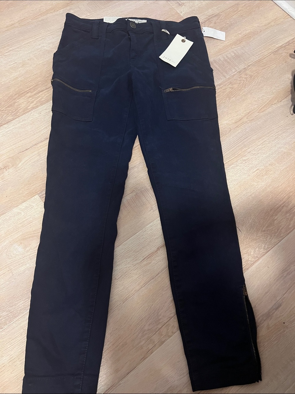 Joie Women's Navy Straight-Leg Zip-Pocket Jeans